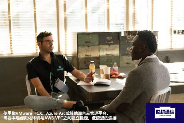 使用像VMware HCX、Azure Arc或其他混合云管理平台，需要本地虚拟化环境与AWS VPC之间建立稳定、低延迟的连接--解决方案//世耕通信全球办公专网专线